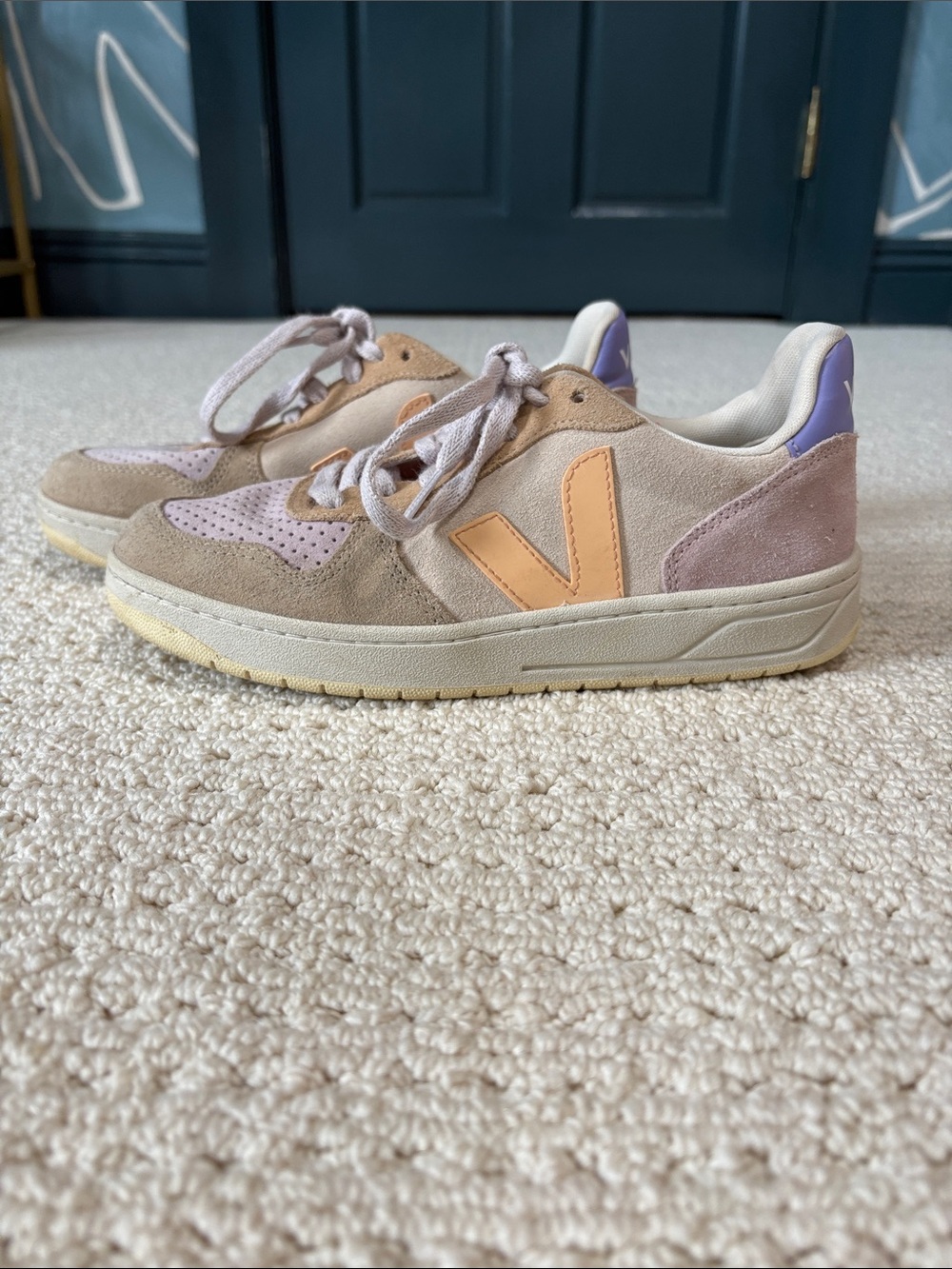Veja Women's Suede Sneakers - Peach, Lavender & Beige